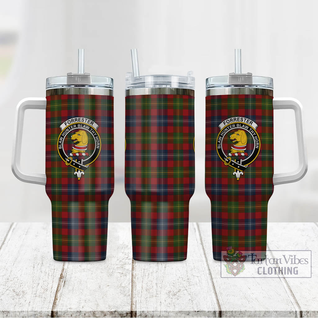 Tartan Vibes Clothing Forrester or Foster Tartan and Family Crest Tumbler with Handle