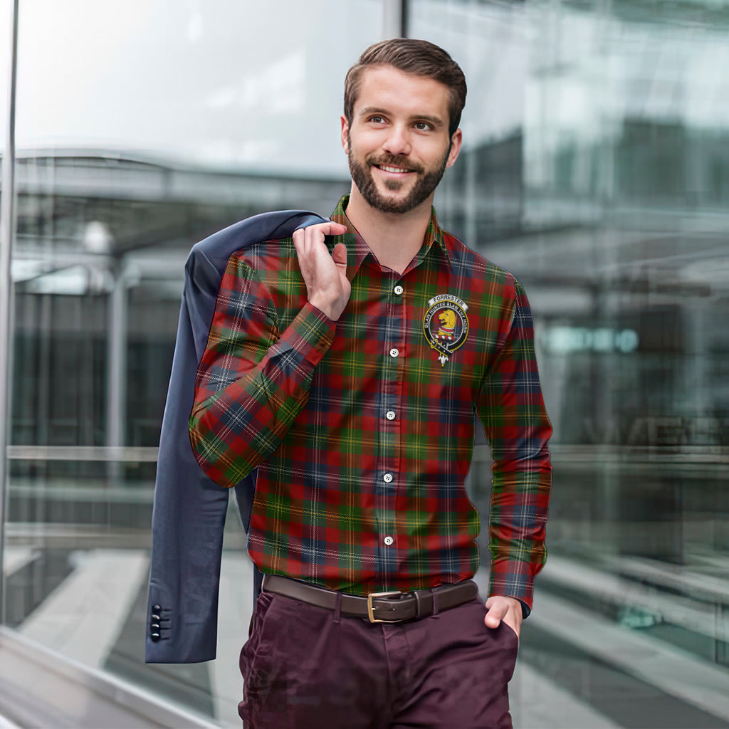 forrester-or-foster-tartan-long-sleeve-button-up-shirt-with-family-crest