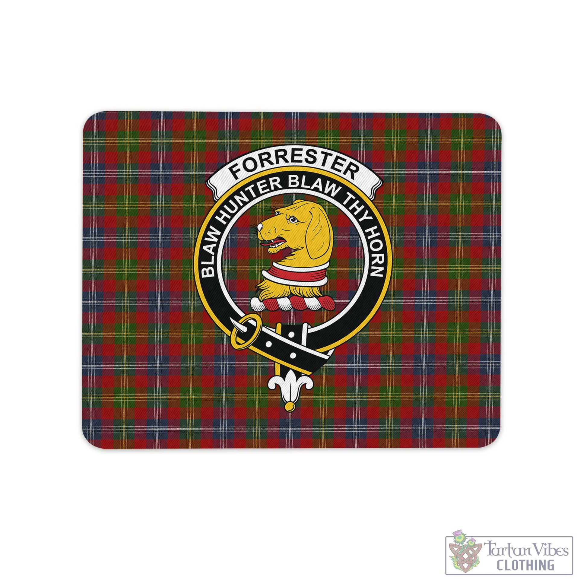 Tartan Vibes Clothing Forrester or Foster Tartan Mouse Pad with Family Crest