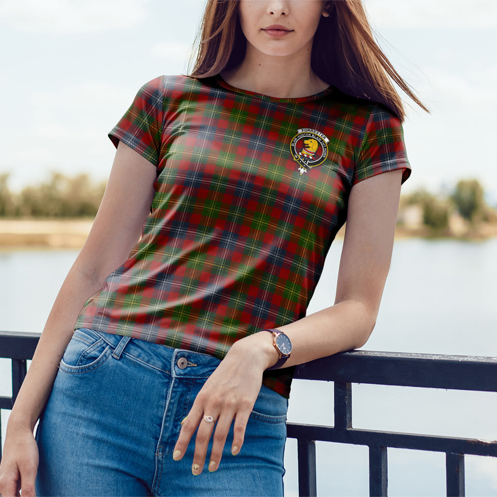 Forrester (Foster) Tartan T-Shirt with Family Crest - Tartan Vibes Clothing