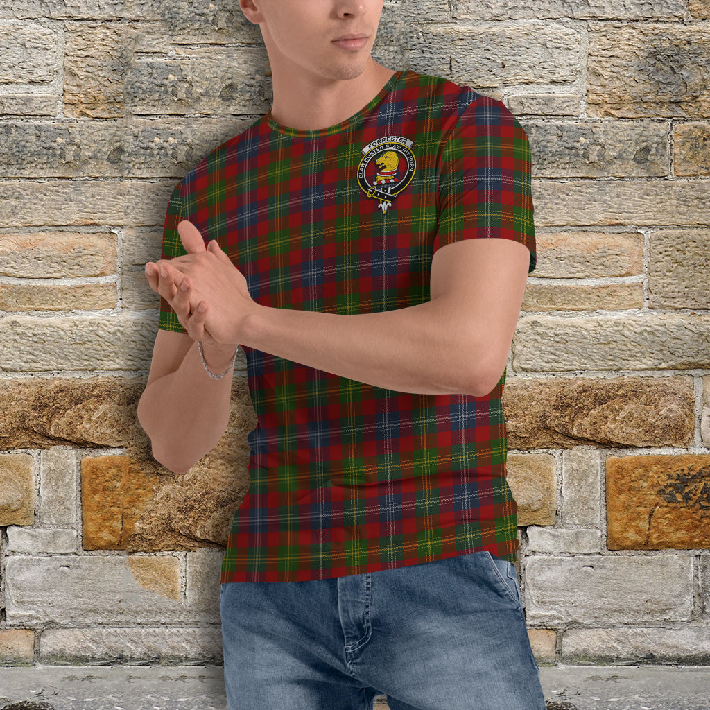 Forrester (Foster) Tartan T-Shirt with Family Crest - Tartan Vibes Clothing