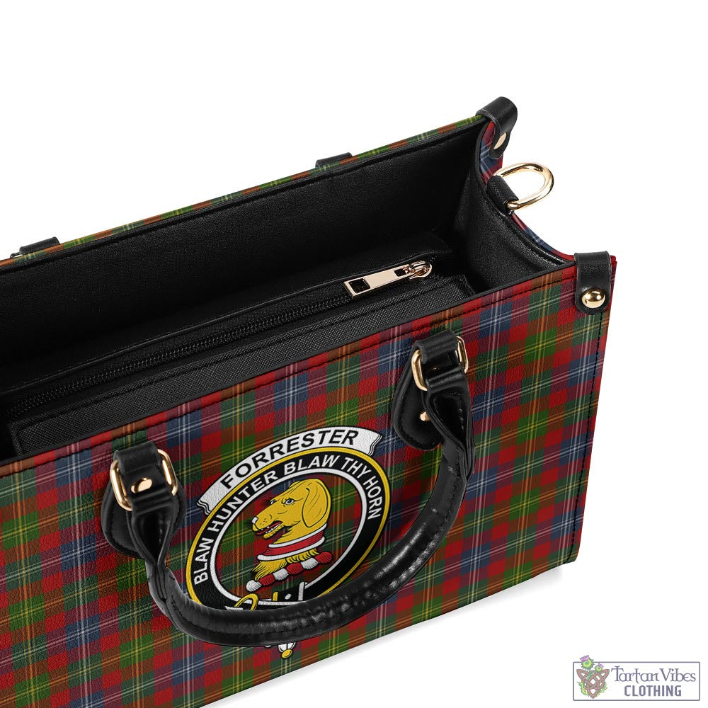Tartan Vibes Clothing Forrester or Foster Tartan Luxury Leather Handbags with Family Crest
