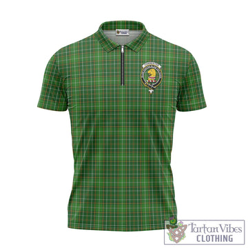 Forrester Hunting Tartan Zipper Polo Shirt with Family Crest