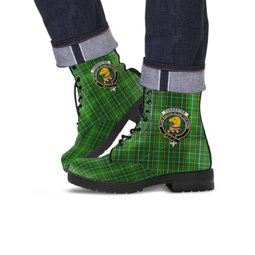 Forrester Hunting Tartan Leather Boots with Family Crest