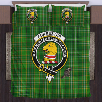 Forrester Hunting Tartan Bedding Set with Family Crest