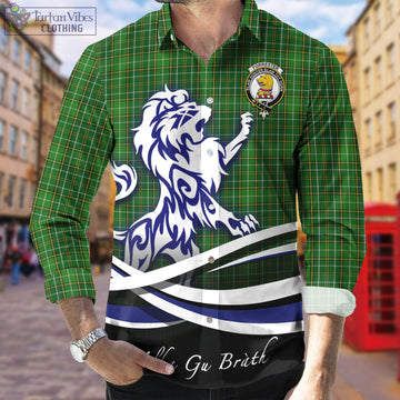 Forrester Hunting Tartan Long Sleeve Button Up Shirt with Alba Gu Brath Regal Lion Emblem