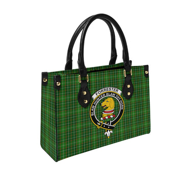 Forrester Hunting Tartan Leather Bag with Family Crest