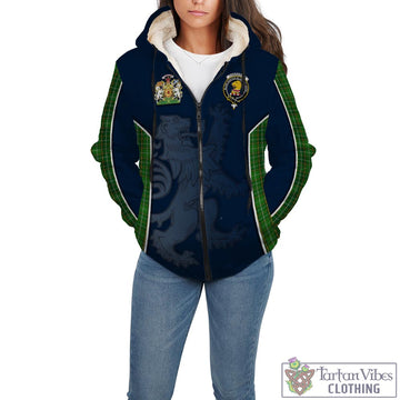 Forrester Hunting Tartan Sherpa Hoodie with Family Crest and Lion Rampant Vibes Sport Style