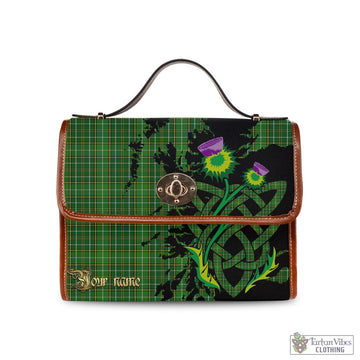 Forrester Hunting Tartan Waterproof Canvas Bag with Scotland Map and Thistle Celtic Accents