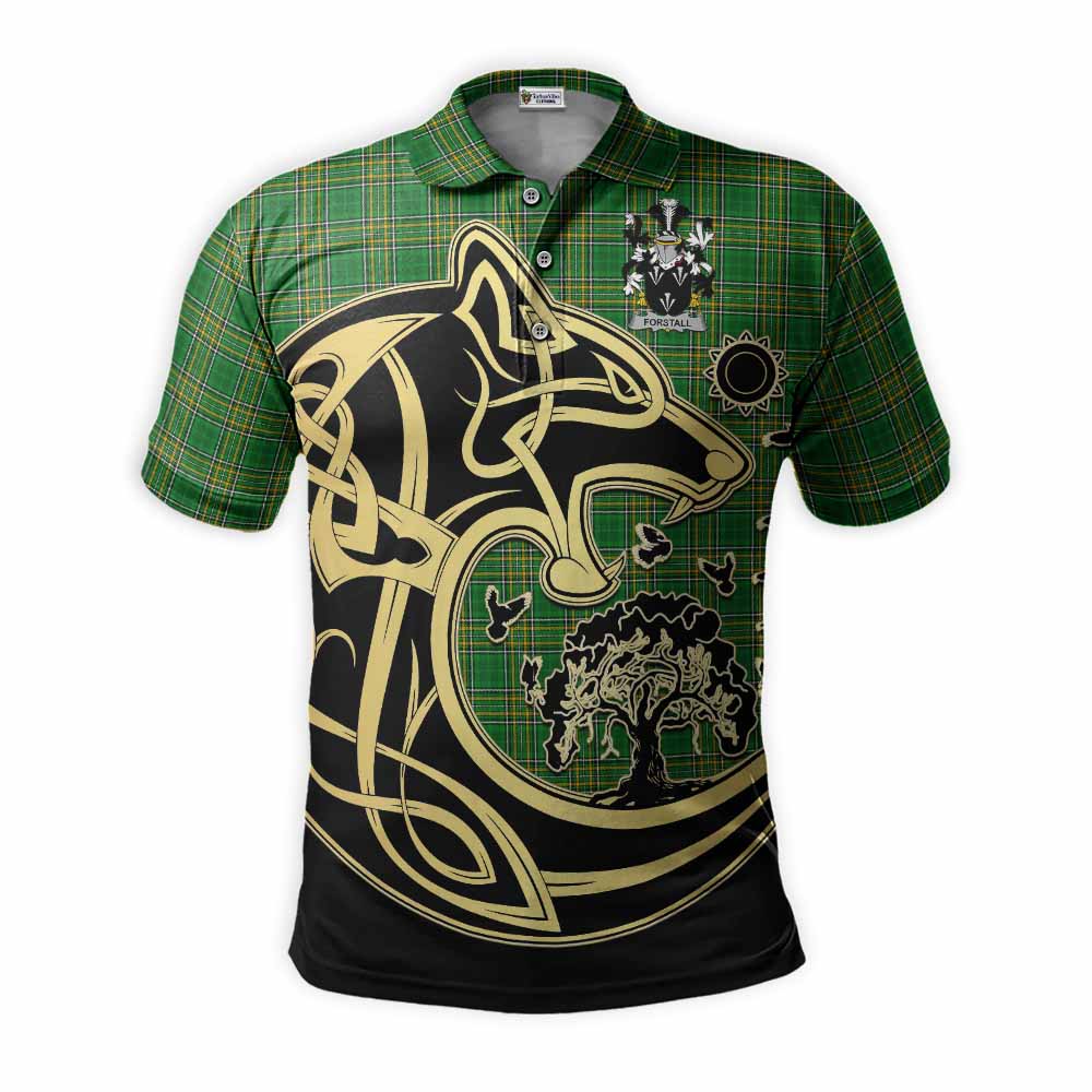 Forstall Irish Tartan Polo Shirt with Coat of Arms Celtic Wolf Style Kid - Tartan Vibes Clothing