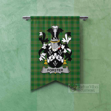 Forster Irish Clan Tartan Gonfalon, Tartan Banner with Coat of Arms
