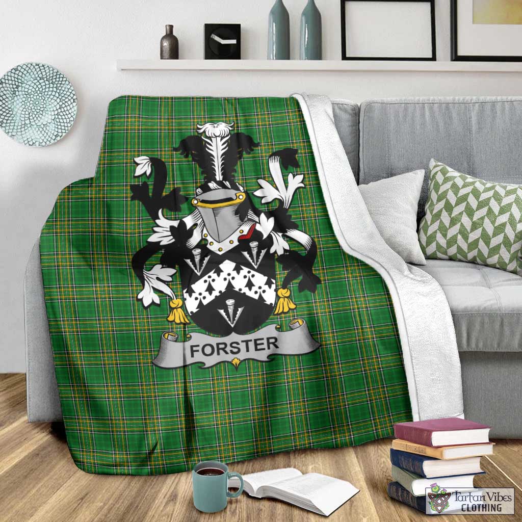 Tartan Vibes Clothing Forster Irish Clan Tartan Blanket with Coat of Arms