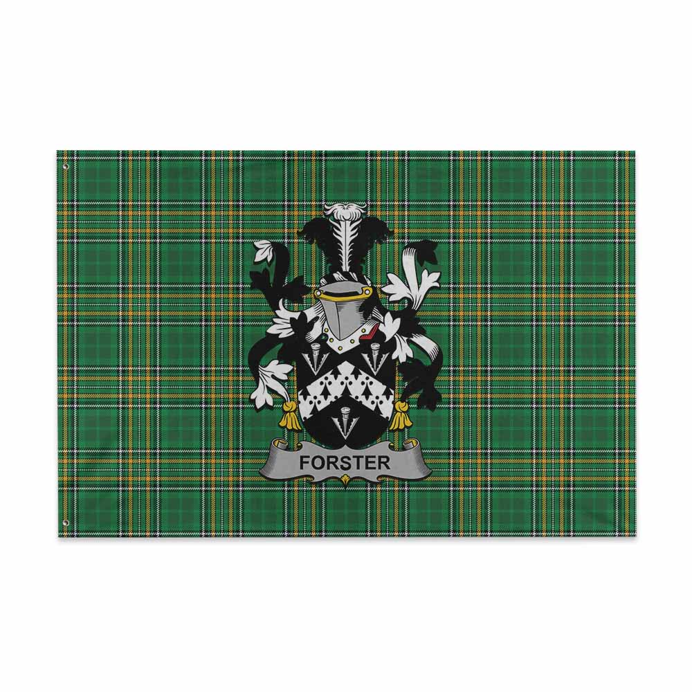 Tartan Vibes Clothing Forster Irish Clan Tartan House Flag with Coat of Arms