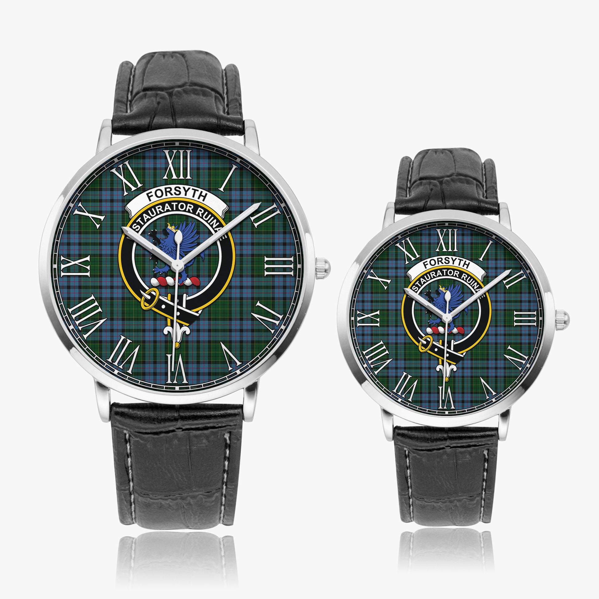 Forsyth Tartan Family Crest Leather Strap Quartz Watch - Tartan Vibes Clothing