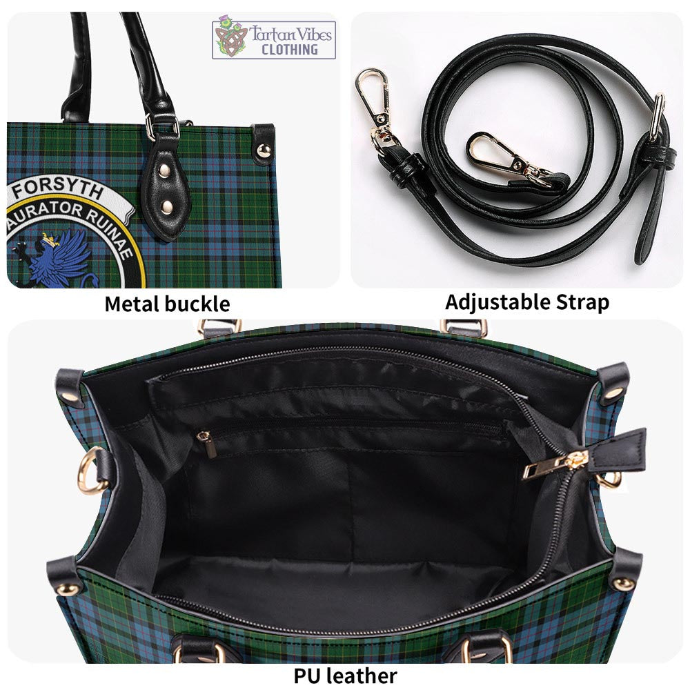 Forsyth Tartan Luxury Leather Handbags with Family Crest - Tartan Vibes Clothing