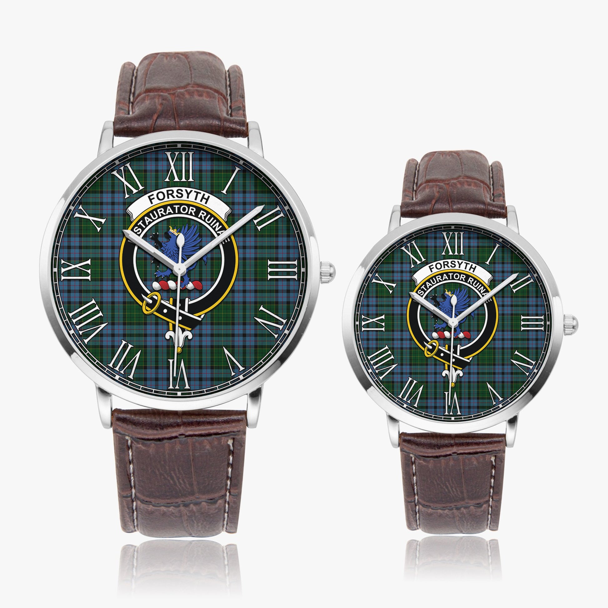 Forsyth Tartan Family Crest Leather Strap Quartz Watch - Tartan Vibes Clothing