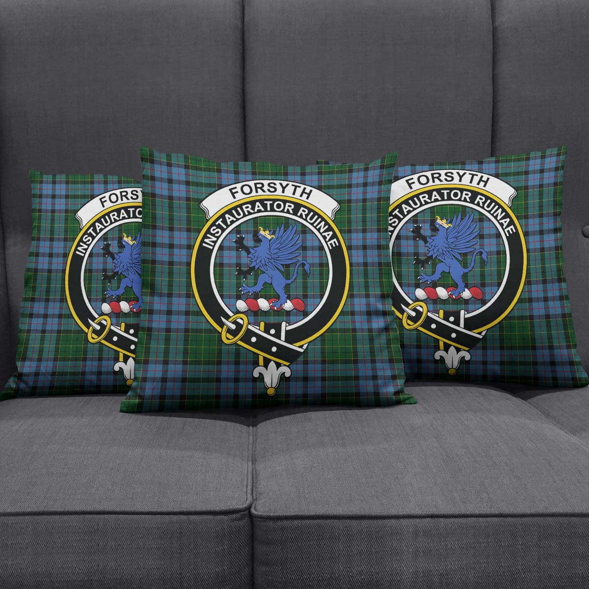 Forsyth Tartan Pillow Cover with Family Crest Rectangle Pillow Cover 51*91cm - Tartan Vibes Clothing