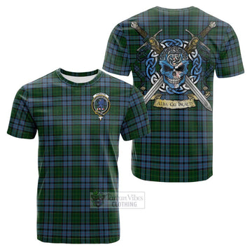 Tartan Vibes Clothing Forsyth Tartan Cotton T-shirt with Family Crest Celtic Skull Style