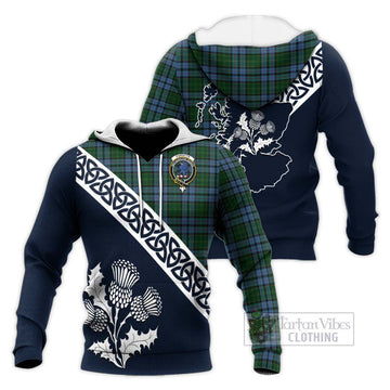 Forsyth Tartan Knitted Hoodie Featuring Thistle and Scotland Map Unisex Knitted Pullover Hoodie - Tartan Vibes Clothing
