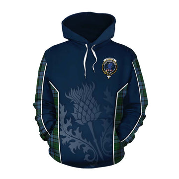 Tartan Vibes Clothing Forsyth Tartan Cotton Hoodie with Family Crest and Scottish Thistle Vibes Sport Style