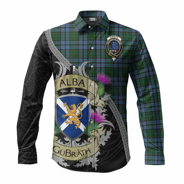 Forsyth Tartan Family Crest Long Sleeve Button Shirt Lion Rampant Royal Thistle Shield Celtic Inspired Men's Shirt S - Tartan Vibes Clothing