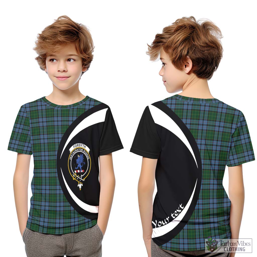Forsyth Tartan Kid T-Shirt with Family Crest Circle Style Youth XL Size14 - Tartan Vibes Clothing