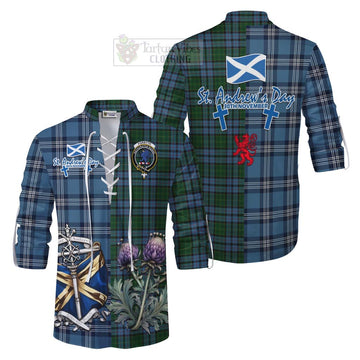 Forsyth Tartan Ghillie Kilt Shirt Happy St. Andrew's Day Half Tartan Style Men - Tartan Vibes Clothing