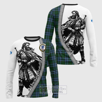 Forsyth Tartan Clan Crest Long Sleeve T-Shirt with Highlander Warrior Celtic Style Unisex - Tartan Vibes Clothing