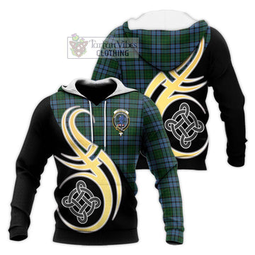 Forsyth Tartan Knitted Hoodie with Family Crest and Celtic Symbol Style Unisex Knitted Pullover Hoodie - Tartan Vibes Clothing
