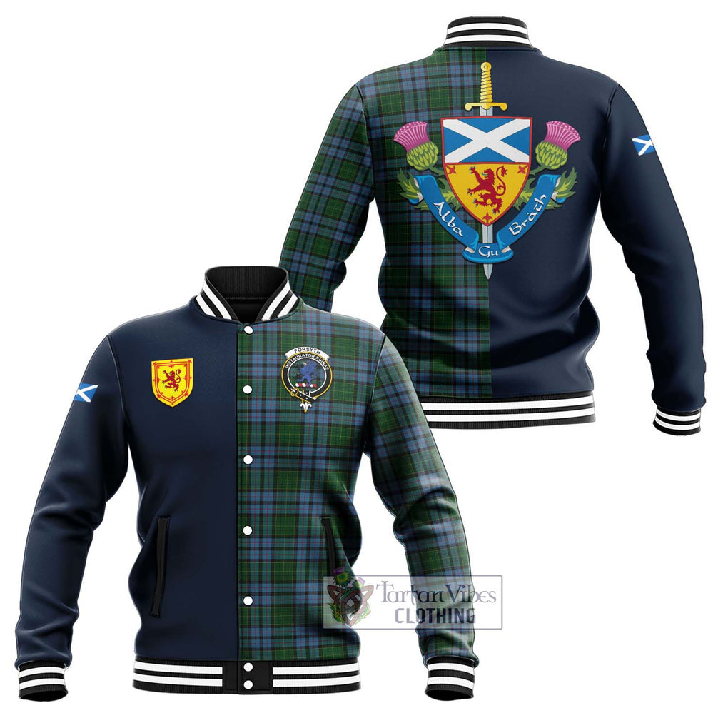 Forsyth Tartan Baseball Jacket Alba with Scottish Lion Royal Arm Half Style Unisex - Tartan Vibes Clothing