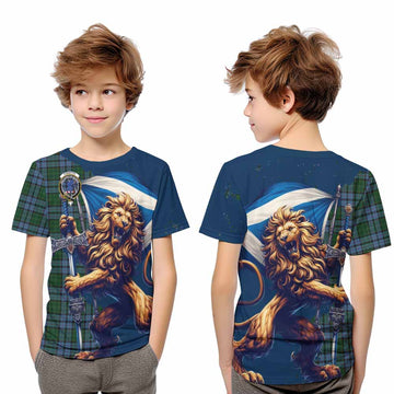 Forsyth Tartan Family Crest Kid T-Shirt with Scottish Majestic Lion Youth XL Size14 - Tartan Vibes Clothing