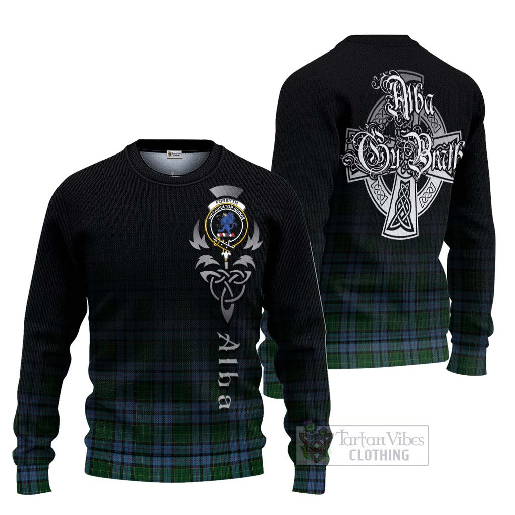 Forsyth Tartan Ugly Sweater Featuring Alba Gu Brath Family Crest Celtic Inspired Unisex - Tartan Vibes Clothing