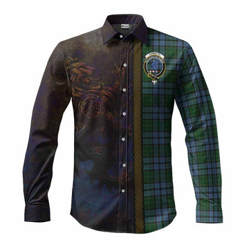 Forsyth Tartan Family Crest Long Sleeve Button Shirt Alba Gu Brath Be Brave Lion Ancient Style