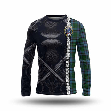 Forsyth Tartan Long Sleeve T-Shirt with Family Crest Cross Sword Thistle Celtic Vibes Unisex - Tartan Vibes Clothing