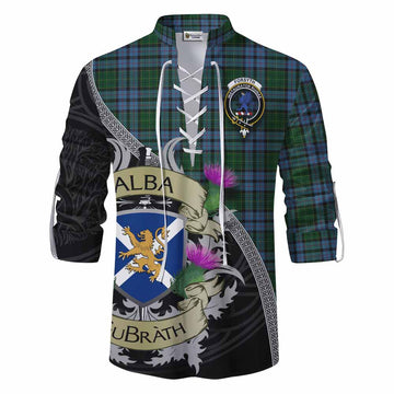 Forsyth Tartan Family Crest Ghillie Kilt Shirt Lion Rampant Royal Thistle Shield Celtic Inspired Men - Tartan Vibes Clothing