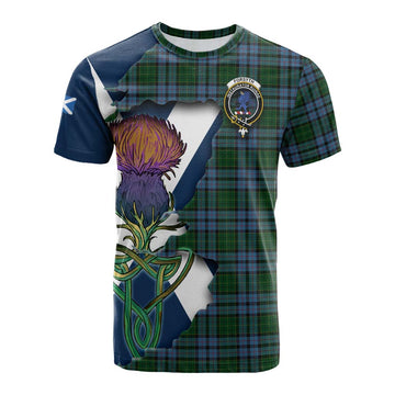 Tartan Vibes Clothing Forsyth Tartan Family Crest Cotton T-shirt Scottish Thistle Celtic Inspired