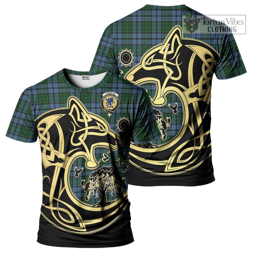 Forsyth Tartan T-Shirt with Family Crest Celtic Wolf Style Kid's Shirt - Tartan Vibes Clothing