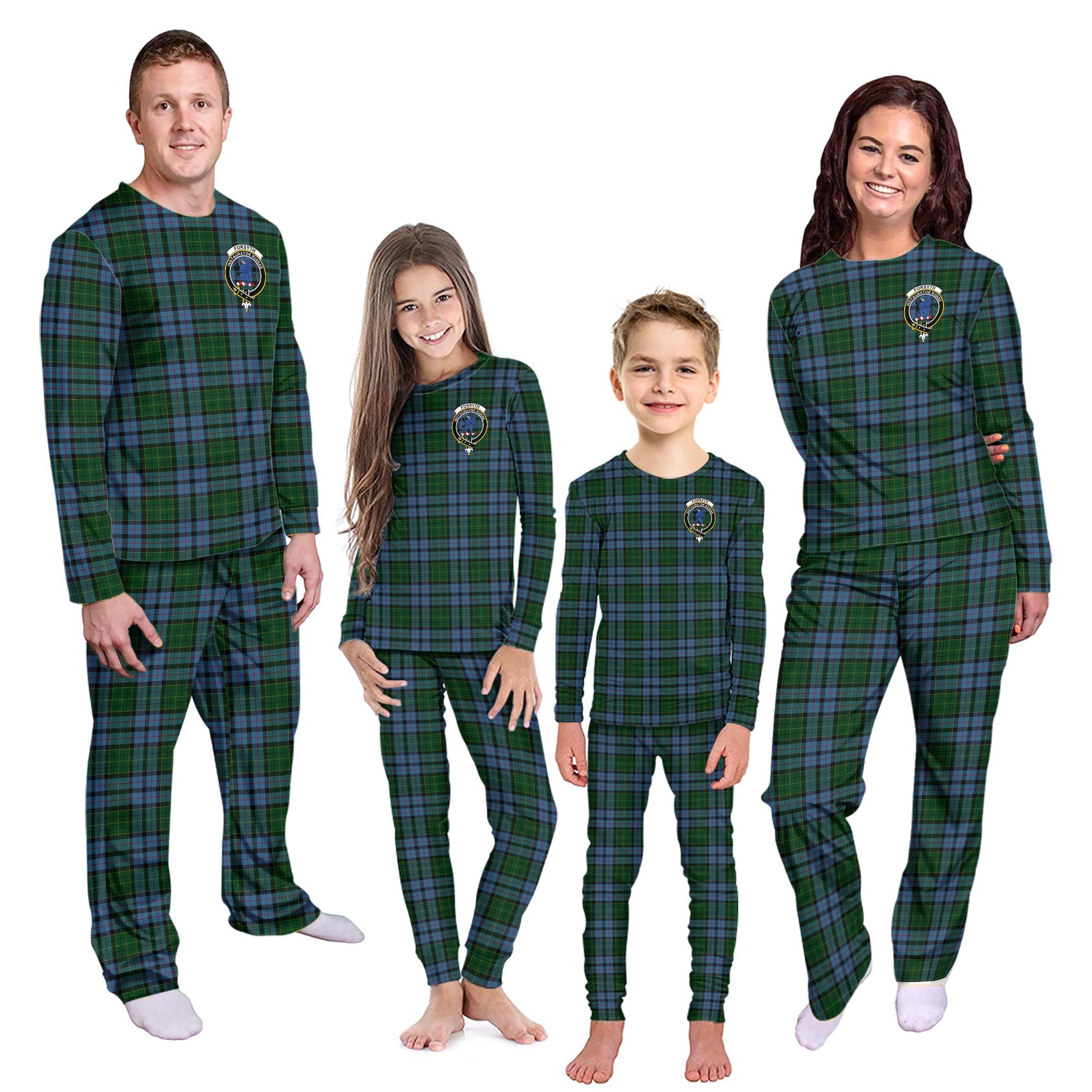 Forsyth Tartan Pajamas Family Set with Family Crest Kid - Tartan Vibes Clothing