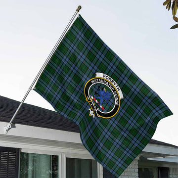 Tartan Vibes Clothing Forsyth Tartan House Flag with Family Crest