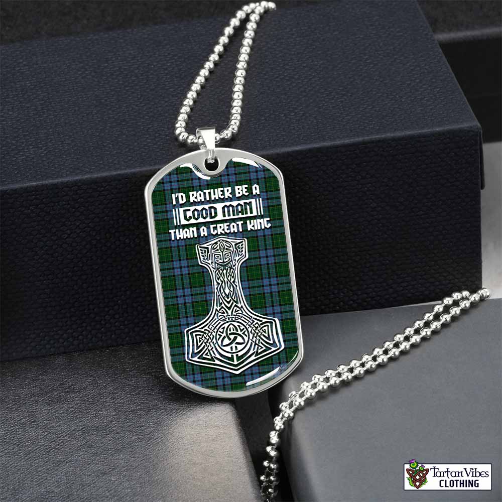 Forsyth Tartan Dog Tag Necklace Viking Mjolnir Style Silver No - Tartan Vibes Clothing