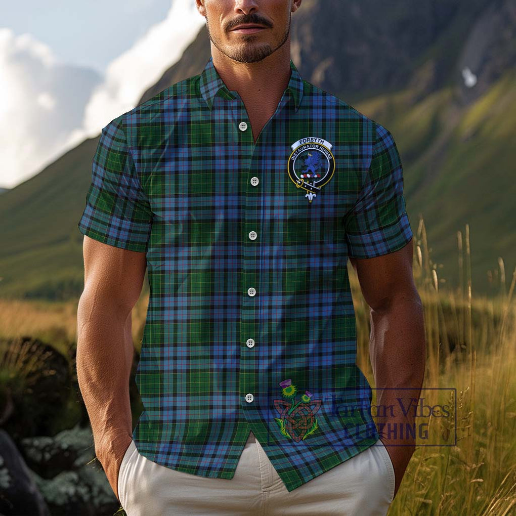 Forsyth Tartan Cotton Hawaiian Shirt with Family Crest Kid - Tartan Vibes Clothing