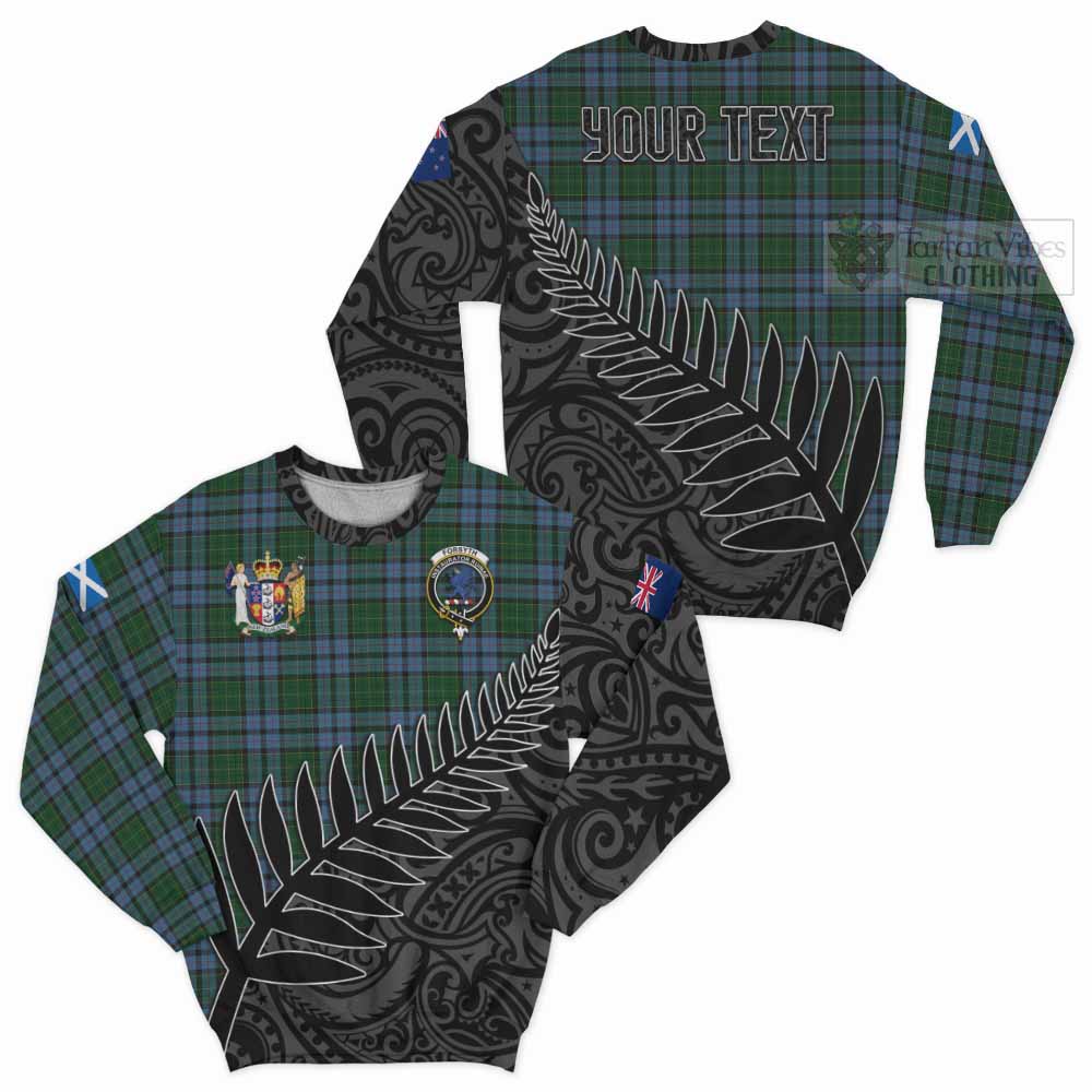Forsyth Crest Tartan Sweatshirt with New Zealand Silver Fern Half Style Unisex - Tartan Vibes Clothing