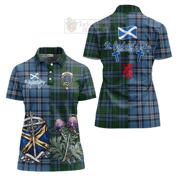 Forsyth Tartan Women's Polo Shirt Happy St. Andrew's Day Half Tartan Style Women - Tartan Vibes Clothing