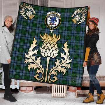 Tartan Vibes Clothing Forsyth Tartan Quilt with Family Crest and Golden Thistle Style