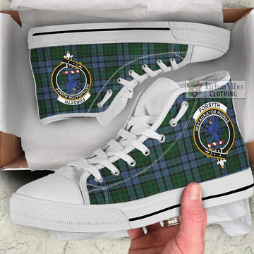Forsyth Tartan High Top Shoes with Family Crest Kid High Top - White Sole - Tartan Vibes Clothing