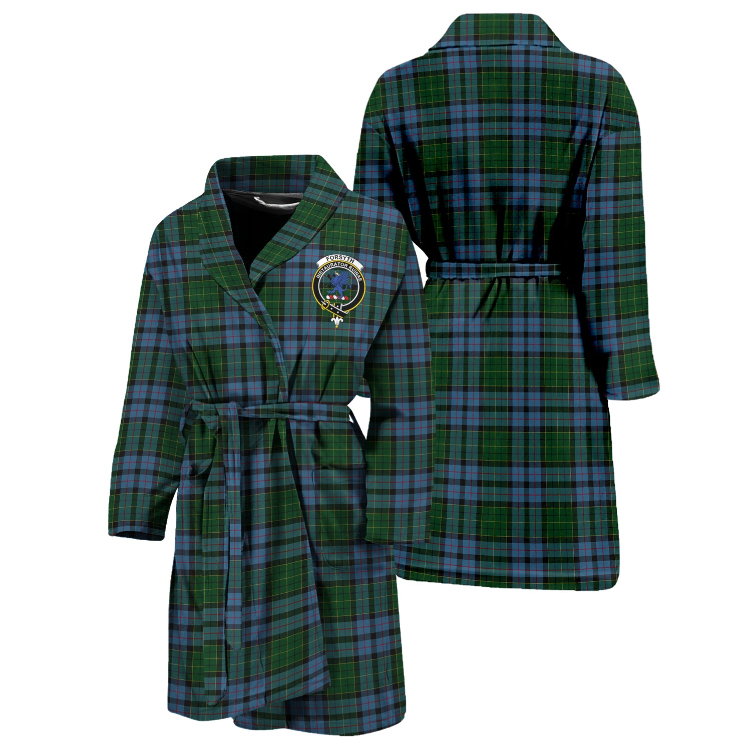 Forsyth Tartan Bathrobe with Family Crest Unisex S - Tartan Vibes Clothing