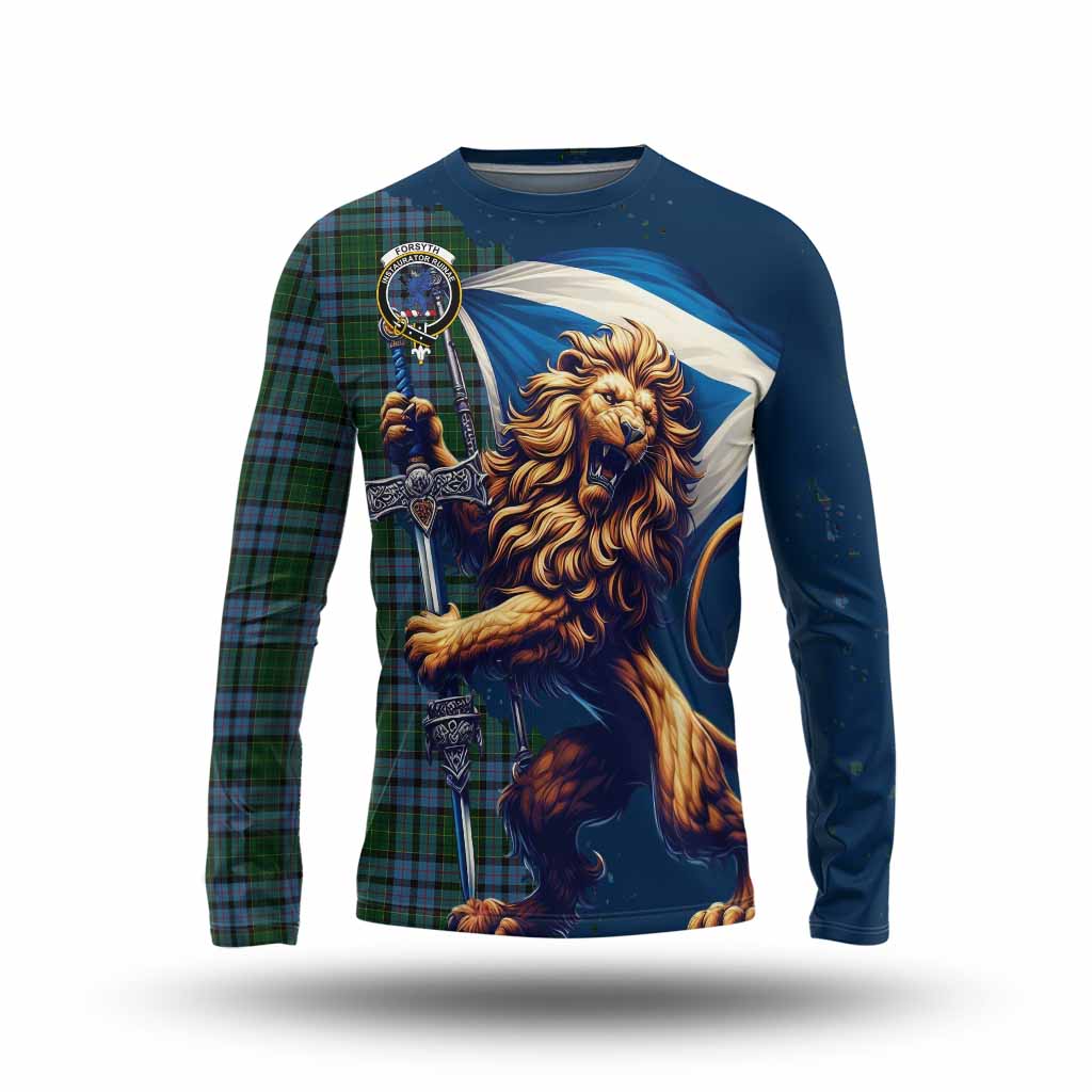 Forsyth Tartan Family Crest Long Sleeve T-Shirt with Scottish Majestic Lion Unisex - Tartan Vibes Clothing