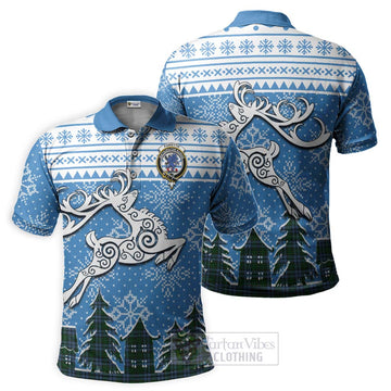 Forsyth Clan Christmas Polo Shirt Celtic Reindeer Style