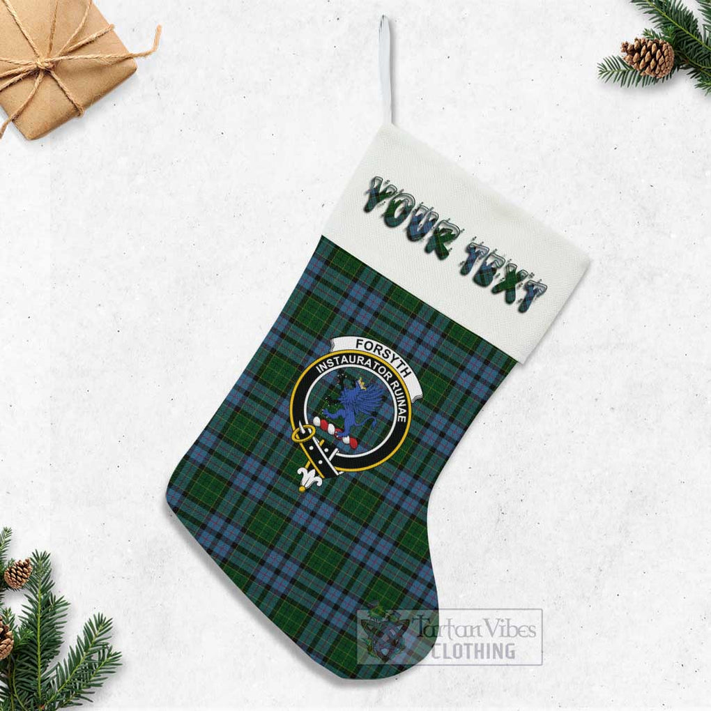 Forsyth Tartan Family Crest Christmas Stocking with Personalized Text - Tartan Vibes Clothing