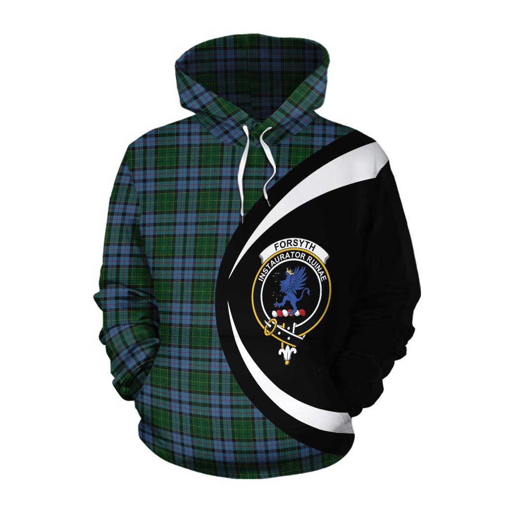 Forsyth Tartan Cotton Hoodie with Family Crest Circle Style Pullover Hoodie XS - Tartan Vibes Clothing